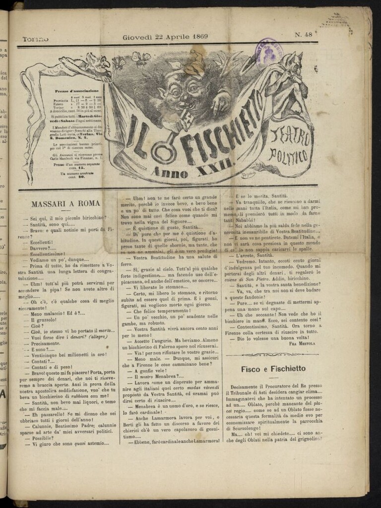 Miniatura de Il Fischietto el 22 de abril de 1869, nº 48