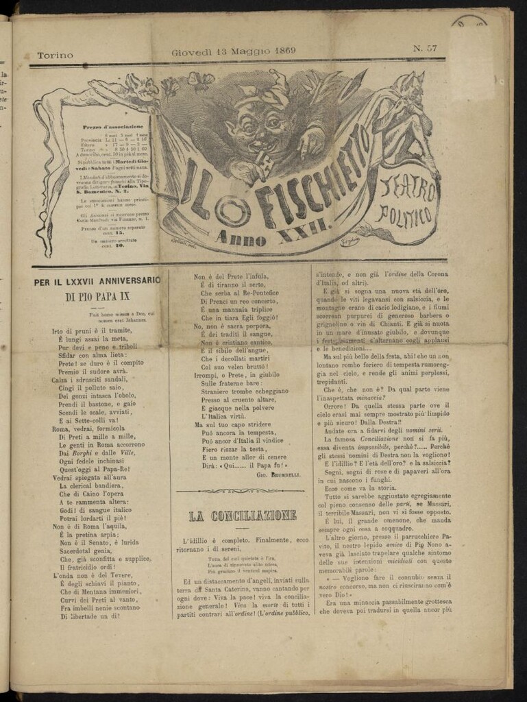 Miniatura de Il Fischietto del 13 de mayo de 1869, nº 57