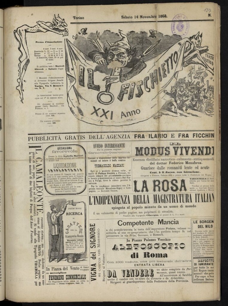 Miniatura de Il Fischietto del 14 de noviembre de 1868, nº 137