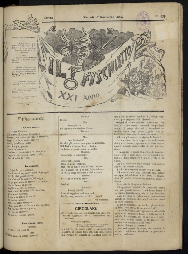 Miniatura de Il Fischietto del 17 de noviembre de 1868, nº 138