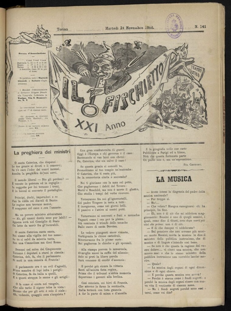 Miniatura de Il Fischietto del 24 de noviembre de 1868, nº 141