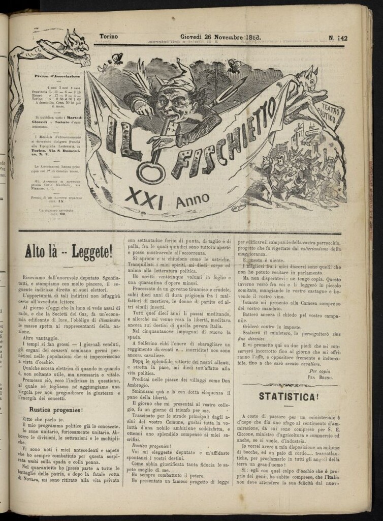 Miniatura de Il Fischietto del 26 de noviembre de 1868, nº 142