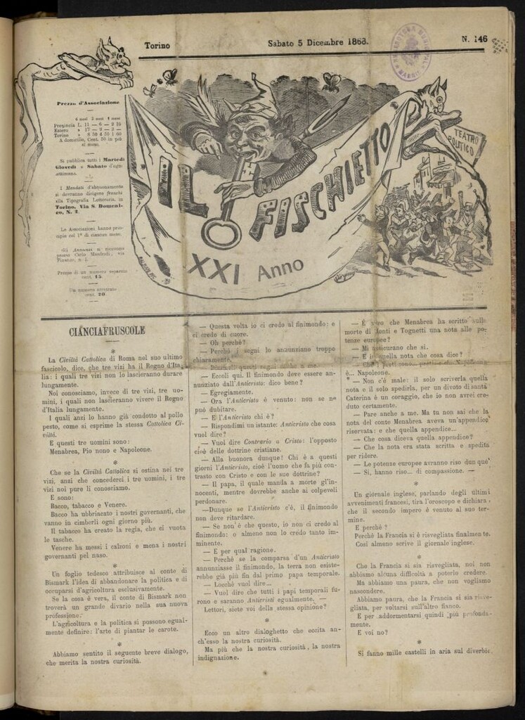 Miniatura de Il Fischietto del 5 de diciembre de 1868, nº 146