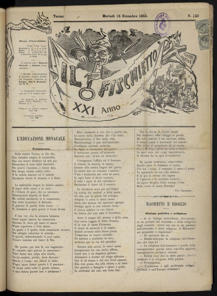 Miniatura de Il Fischietto del 15 de diciembre de 1868, nº 150
