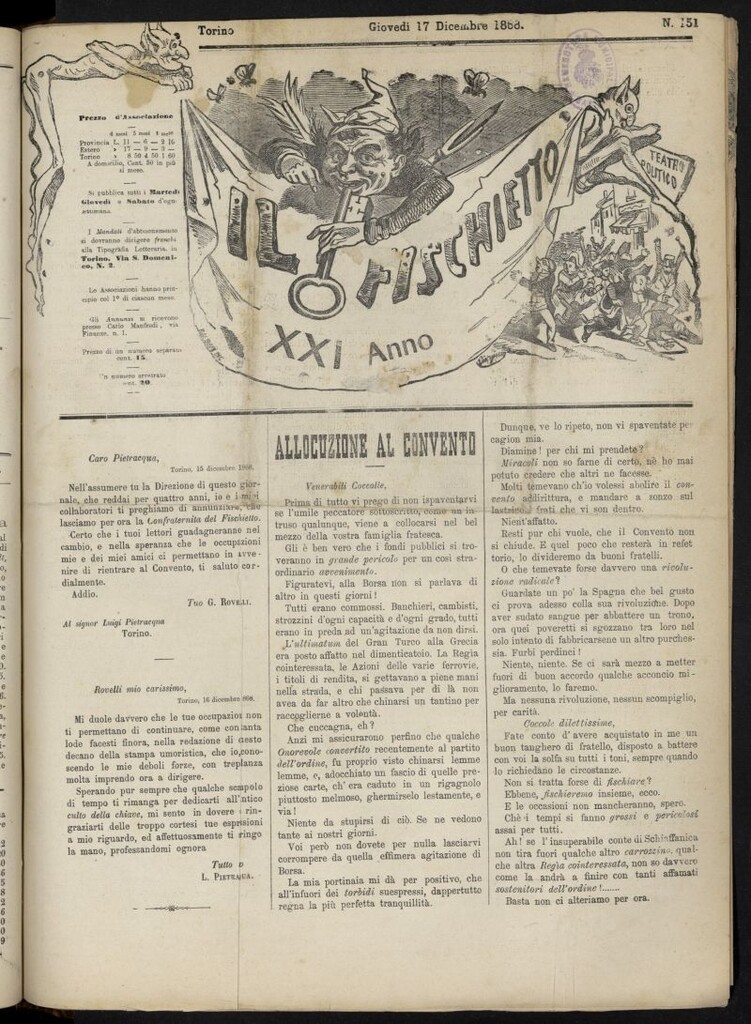 Miniatura de Il Fischietto del 17 de diciembre de 1868, nº 151