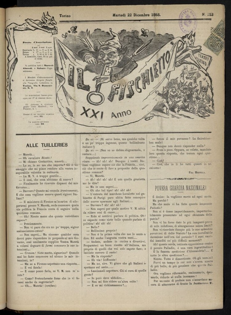 Miniatura de Il Fischietto del 22 de diciembre de 1868, nº 153