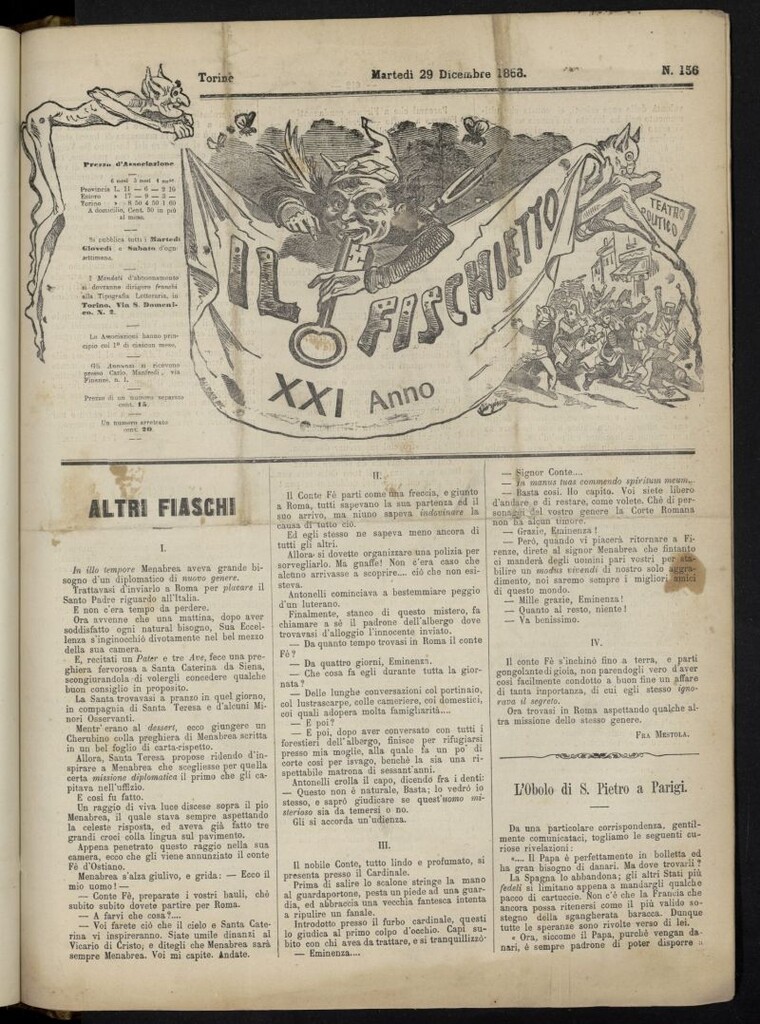 Miniatura de Il Fischietto del 29 de diciembre de 1868, nº 156