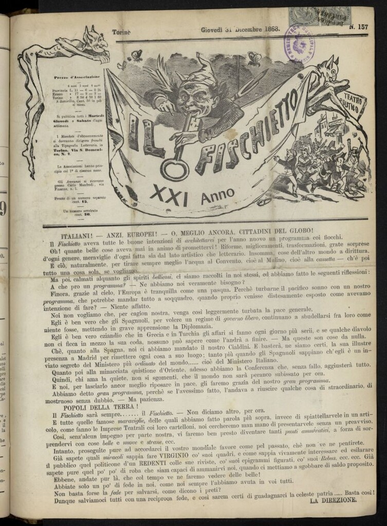 Miniatura de Il Fischietto del 31 de diciembre de 1868, nº 157