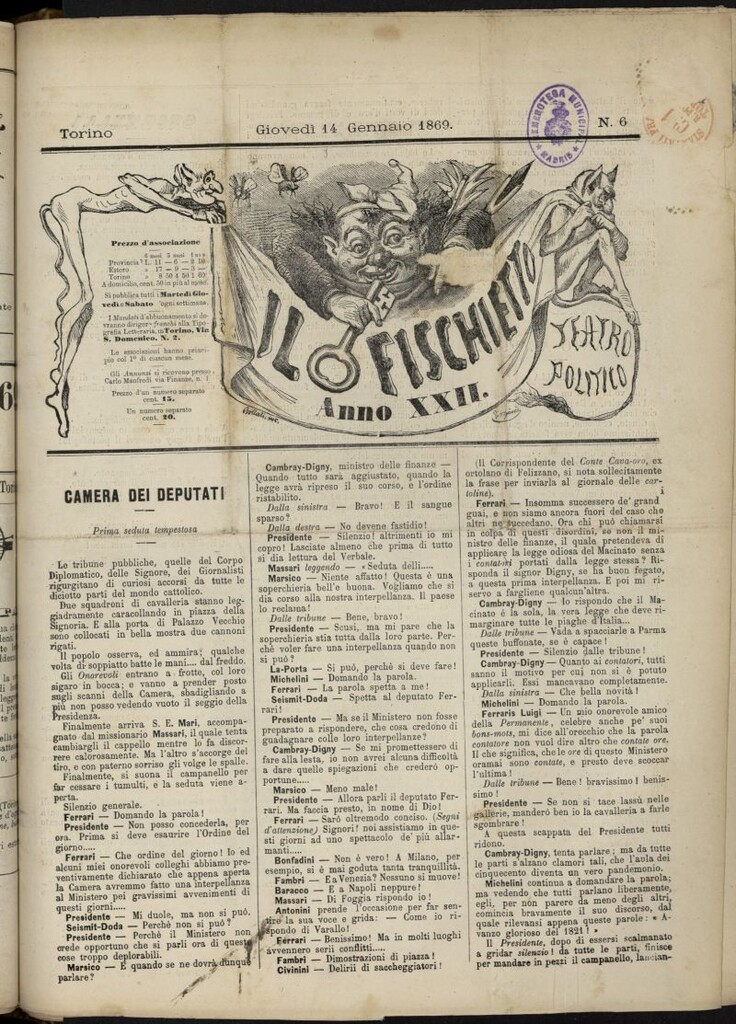 Miniatura de Il Fischietto del 14 de enero de 1869, nº 6