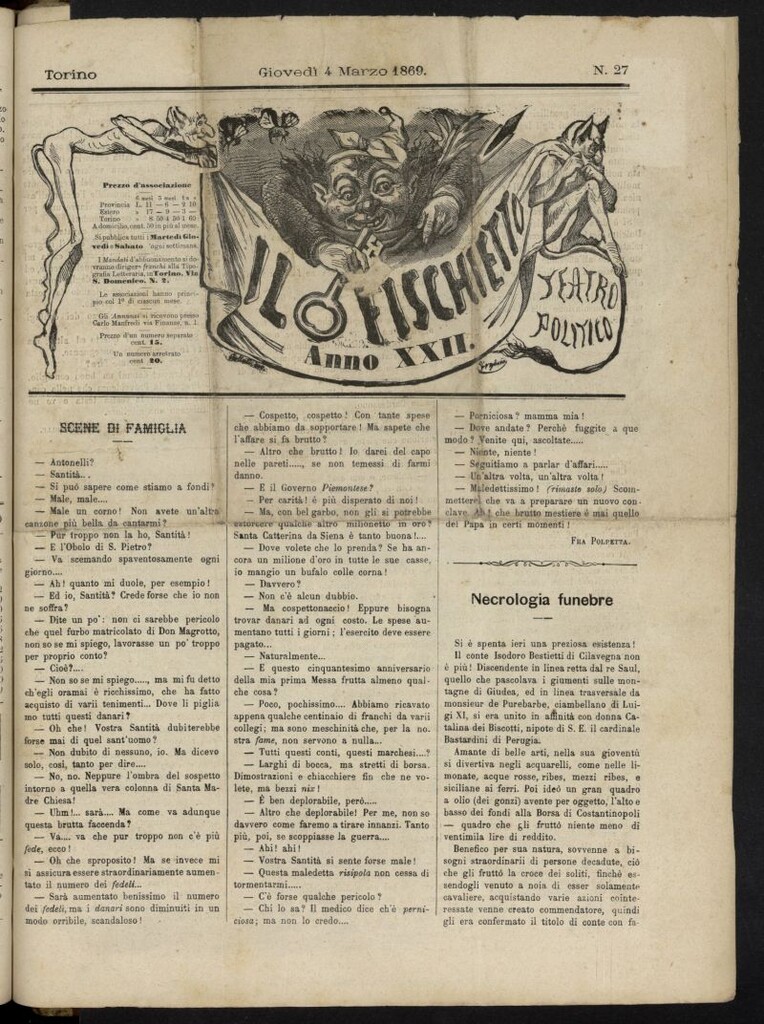Miniatura de Il Fischietto del 4 de marzo de 1869, nº 27
