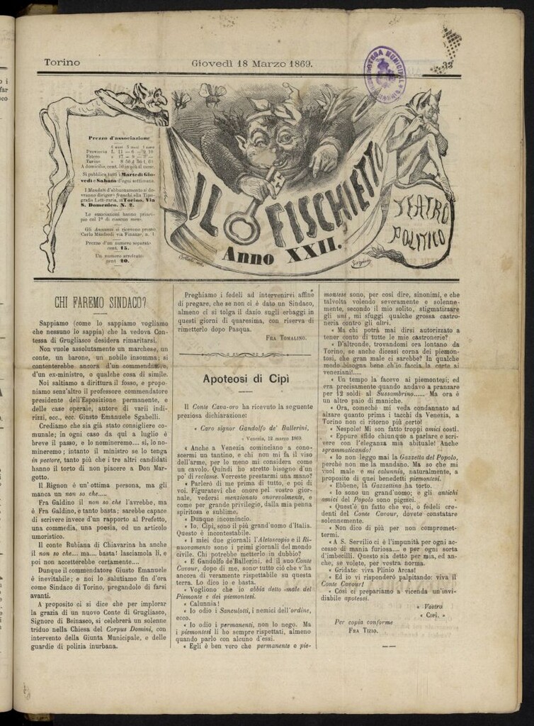 Miniatura de Il Fischietto del 18 de marzo de 1869, nº 33