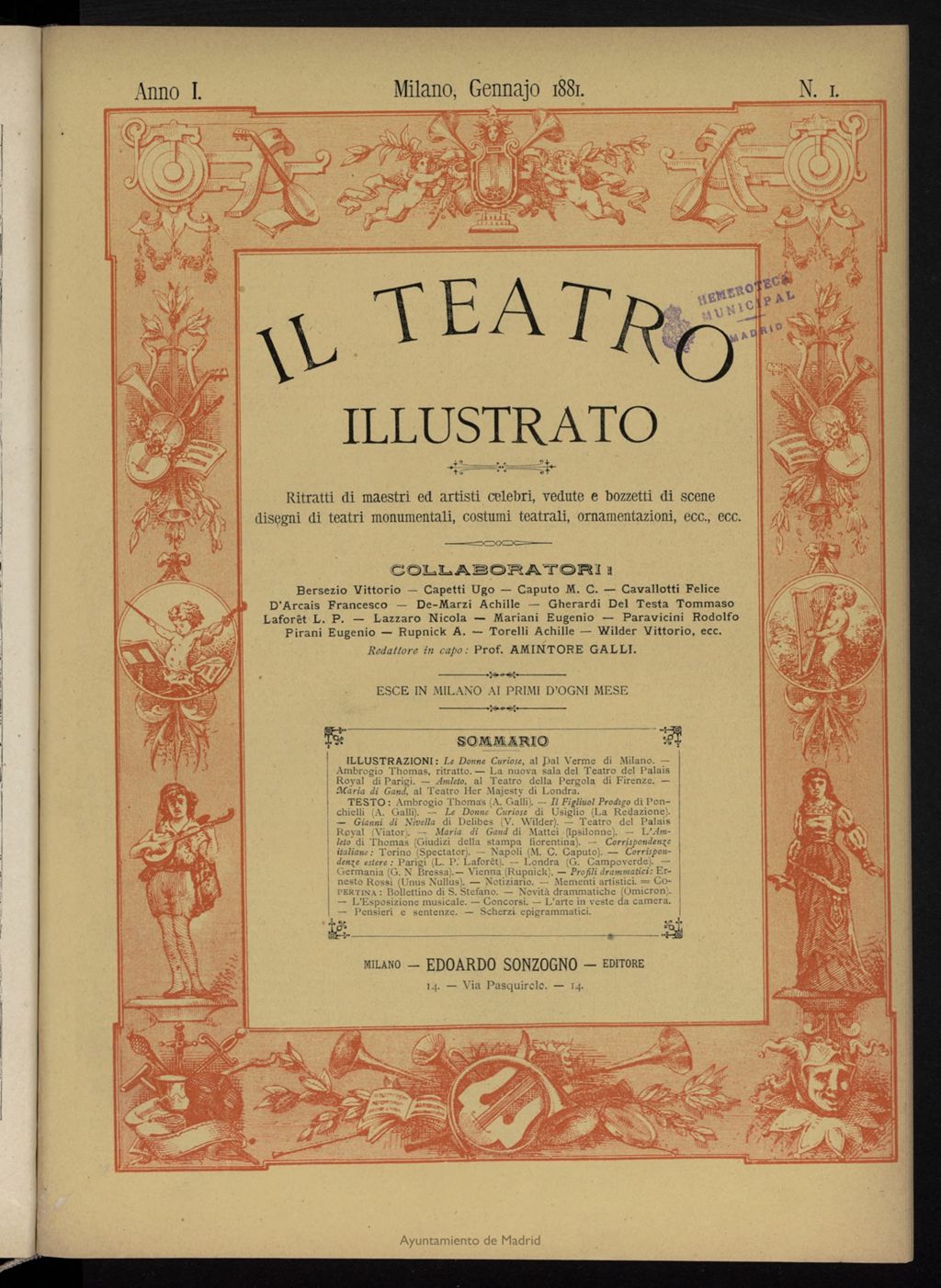 Miniatura de Il Teatro illustrato de enero de 1881, suplemento al nº 1