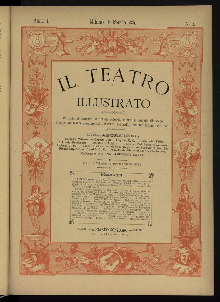 Miniatura de Il Teatro illustrato de febrero de 1881, suplemento al nº 2