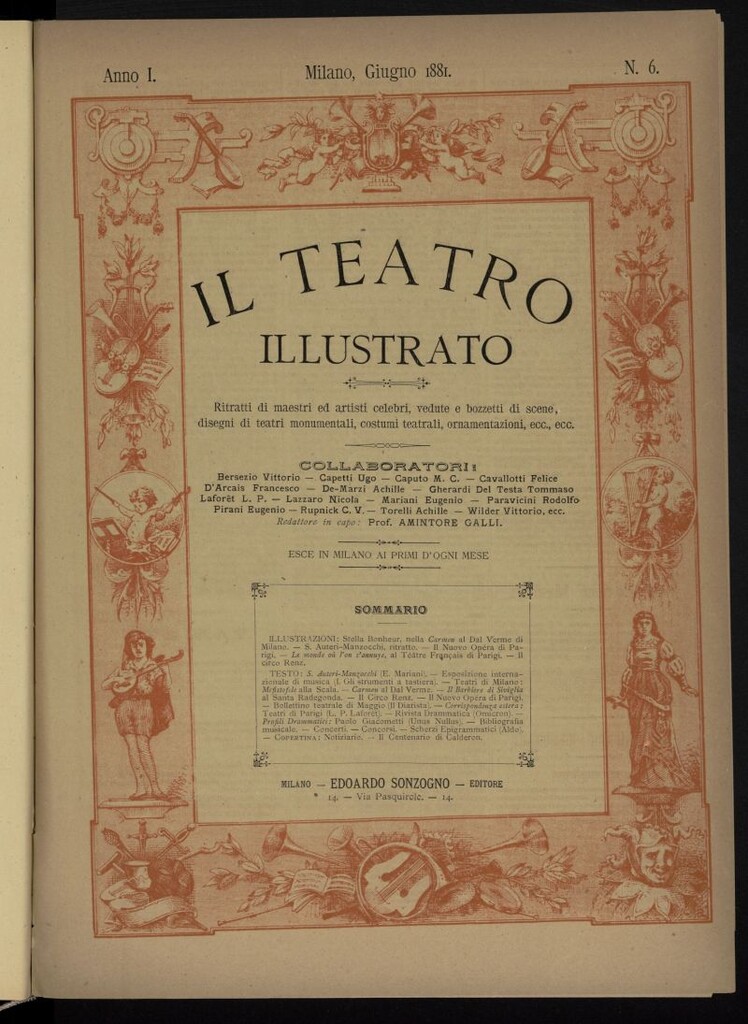 Miniatura de Il Teatro illustrato de junio de 1881, suplemento al nº 6