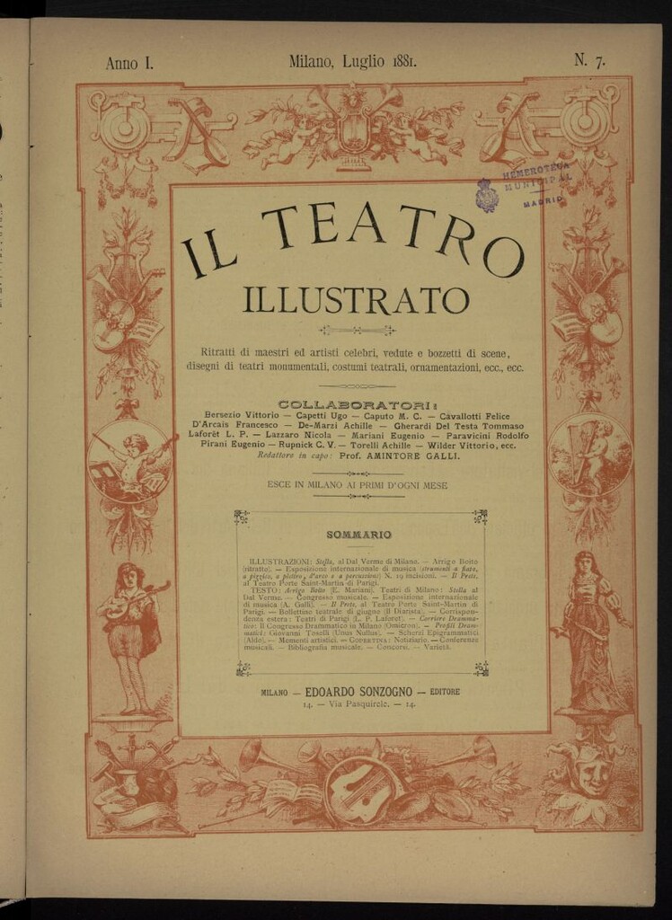 Miniatura de Il Teatro illustrato de julio de 1881, suplemento al nº 7
