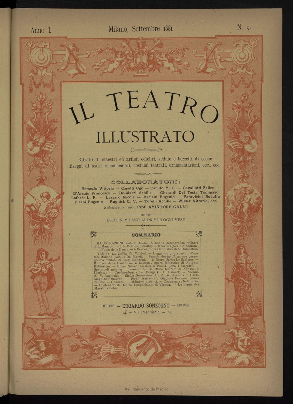 Miniatura de Il Teatro illustrato de septiembre de 1881, suplemento al nº 9