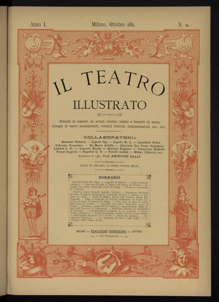 Miniatura de Il Teatro illustrato de octubre de 1881, suplemento al nº 10