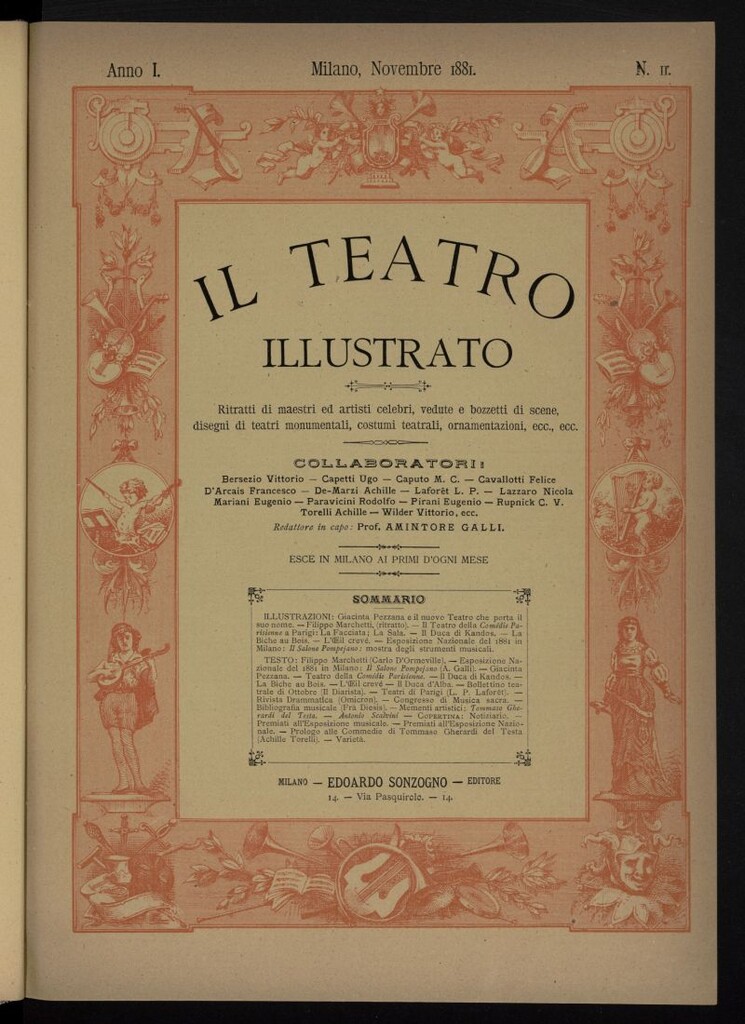 Miniatura de Il Teatro illustrato de noviembre de 1881, suplemento al nº 11