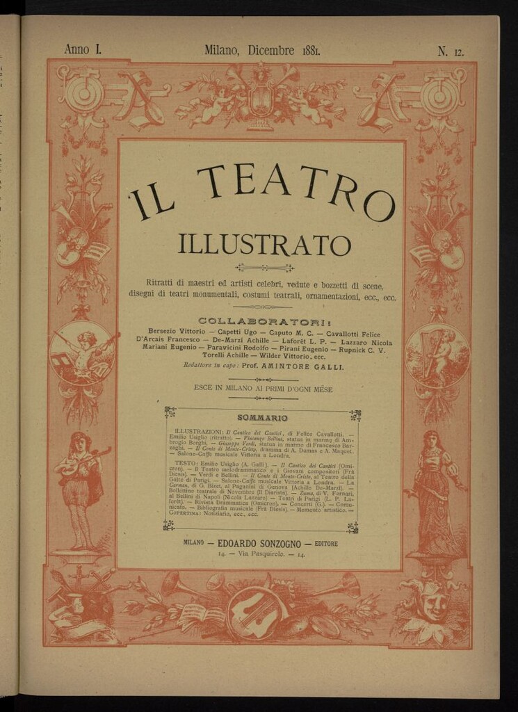Miniatura de Il Teatro illustrato de diciembre de 1881, suplemento al nº 12
