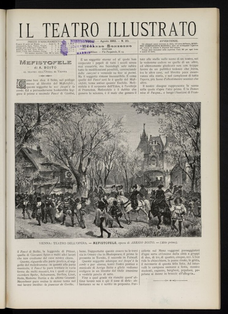 Miniatura de Il Teatro illustrato de agosto de 1882, nº 20