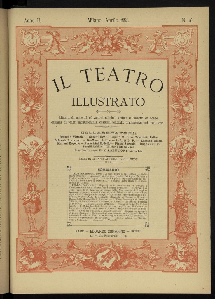 Miniatura de Il Teatro illustrato de abril de 1882, suplemento al nº 16