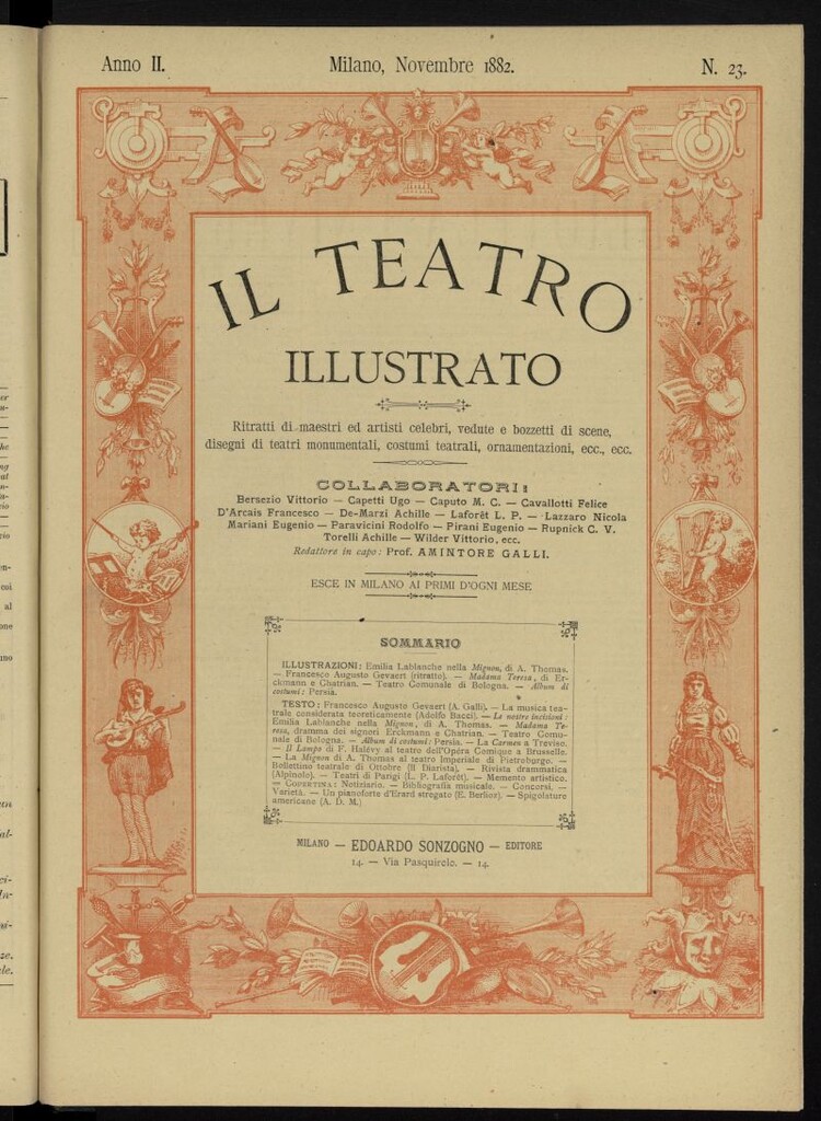 Miniatura de Il Teatro illustrato de noviembe de 1882, suplemento al nº 23