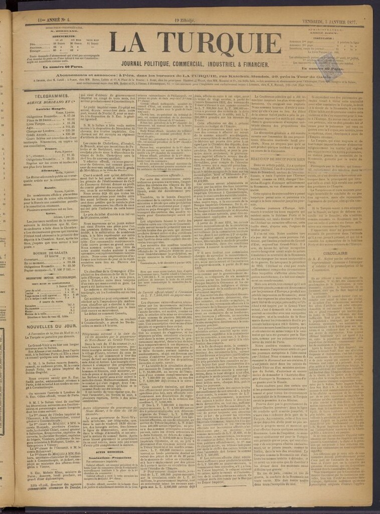 Miniatura de La Turquie del 5 de enero de 1877, nº 4