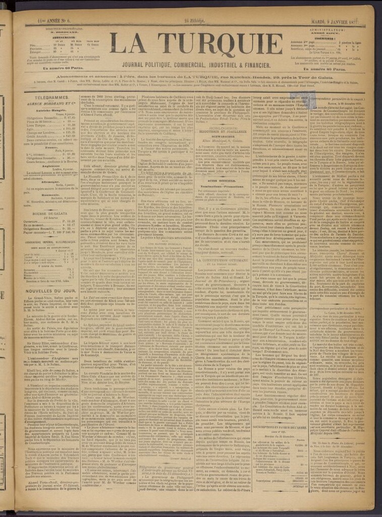Miniatura de La Turquie del 9 de enero de 1877, nº 6