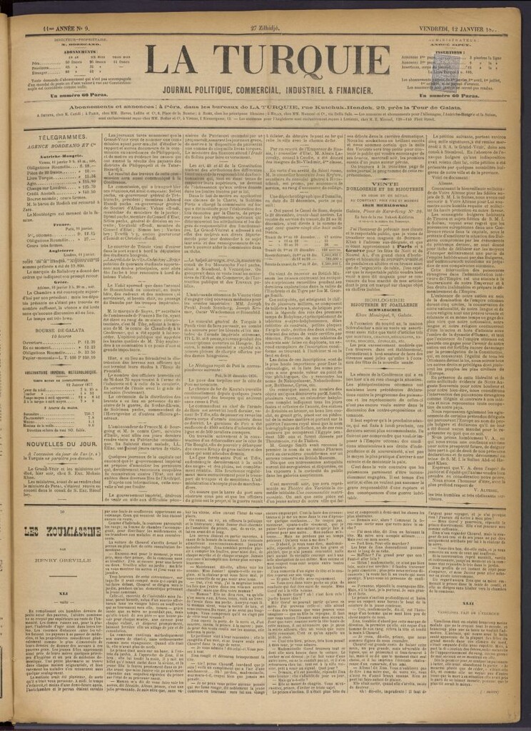 Miniatura de La Turquie del 12 de enero de 1877, nº 9