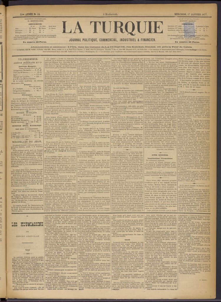 Miniatura de La Turquie del 17 de enero de 1877, nº 12