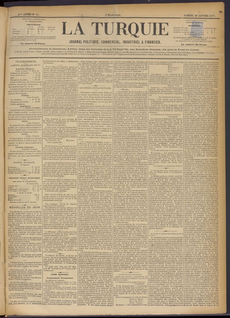 Miniatura de La Turquie del 20 de enero de 1877, nº 15