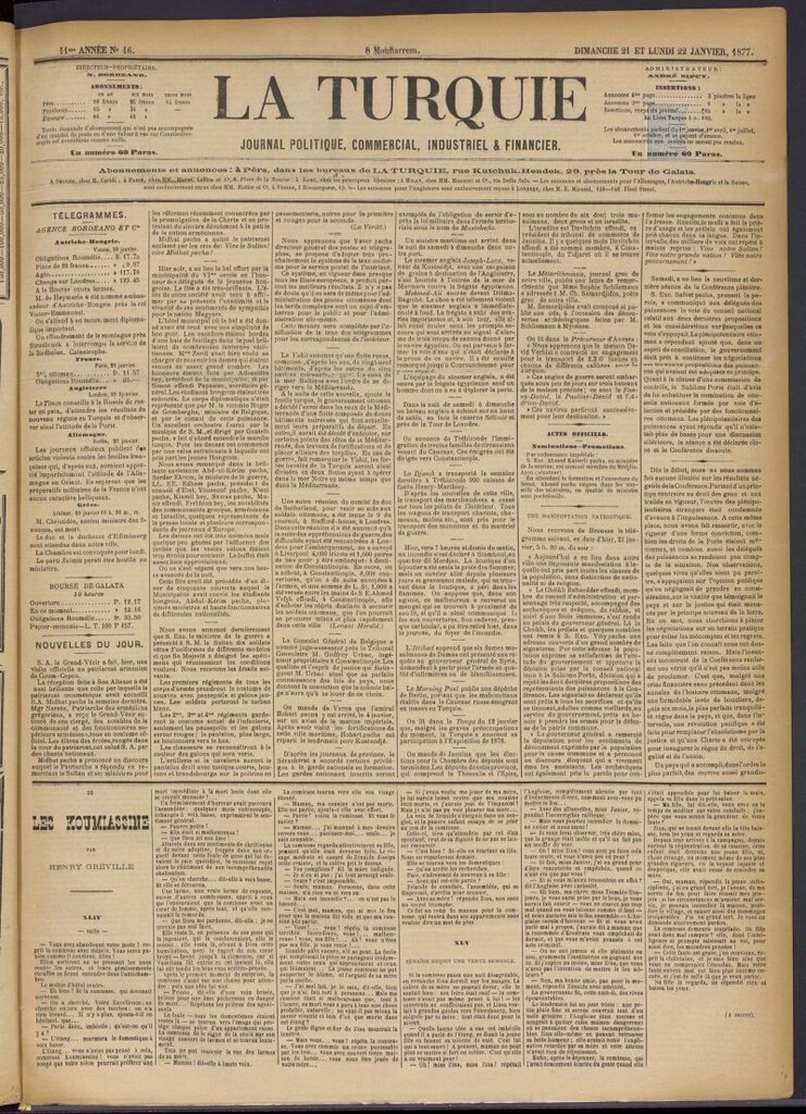 Miniatura de La Turquie del 21 y 22 de enero de 1877, nº 16