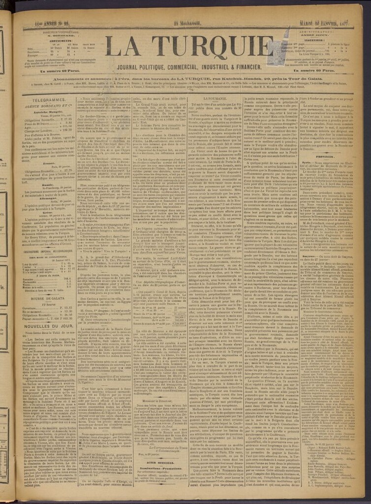 Miniatura de La Turquie del 30 de enero de 1877, nº 23
