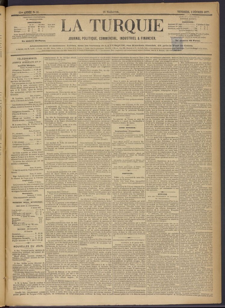 Miniatura de La Turquie del 2 de febrero de 1877, nº 26