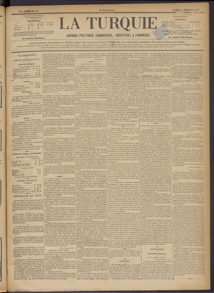 Miniatura de La Turquie del 6 de febrero de 1877, nº 29