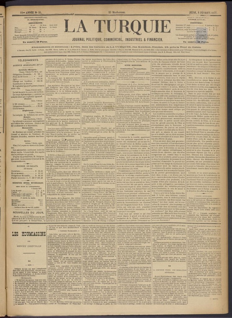 Miniatura de La Turquie del 8 de febrero de 1877, nº 31