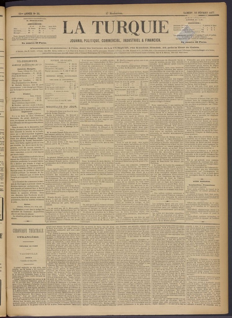 Miniatura de La Turquie del 10 de febrero de 1877, nº 33