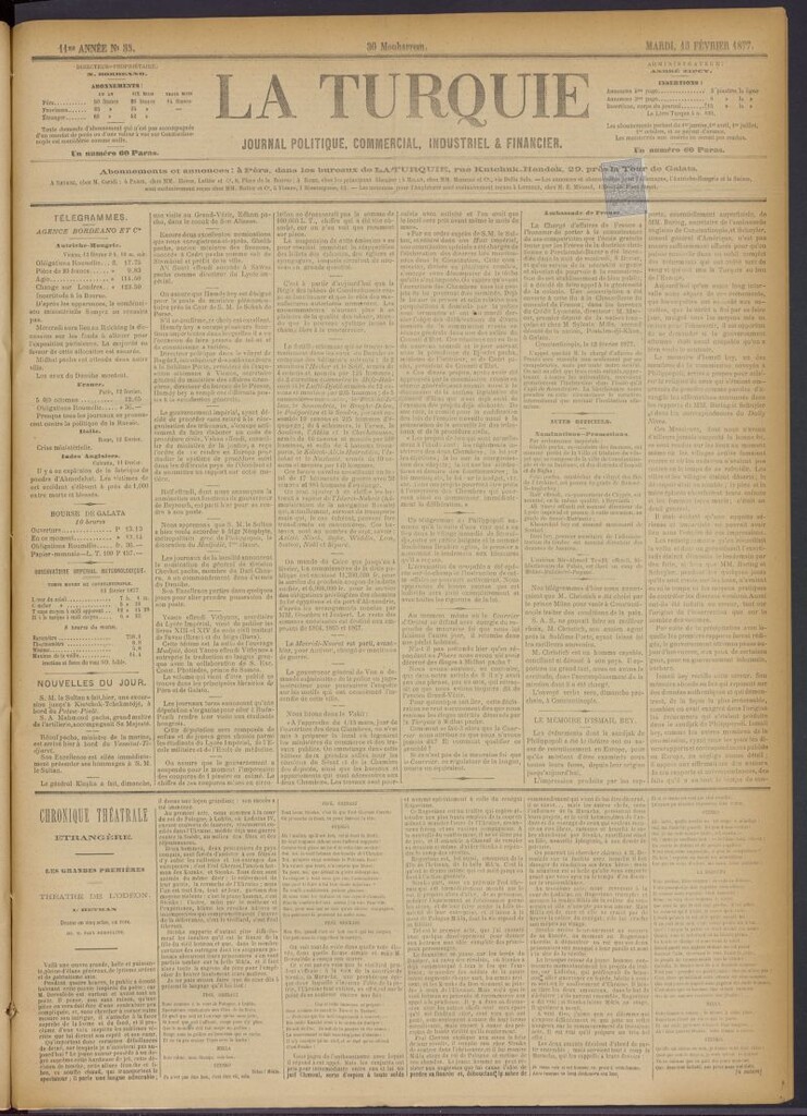 Miniatura de La Turquie del 13 de febrero de 1877, nº 35