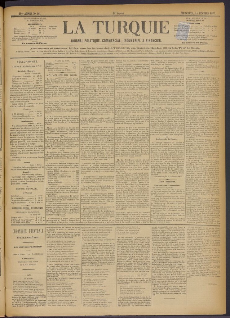 Miniatura de La Turquie del 14 de febrero de 1877, nº 36