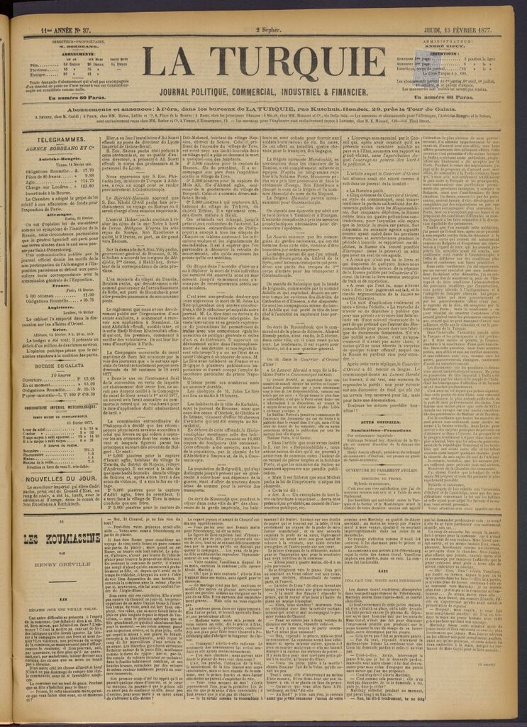 Miniatura de La Turquie del 15 de febrero de 1877, nº 37