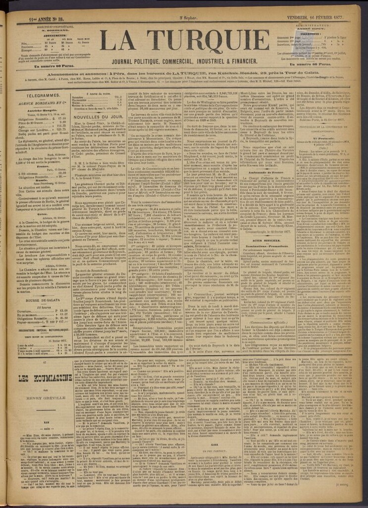 Miniatura de La Turquie del 16 de febrero de 1877, nº 38