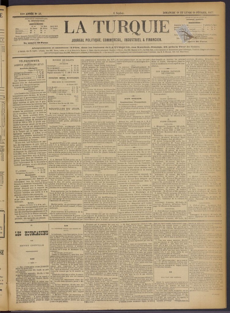 Miniatura de La Turquie del 18 y 19 de febrero de 1877, nº 40