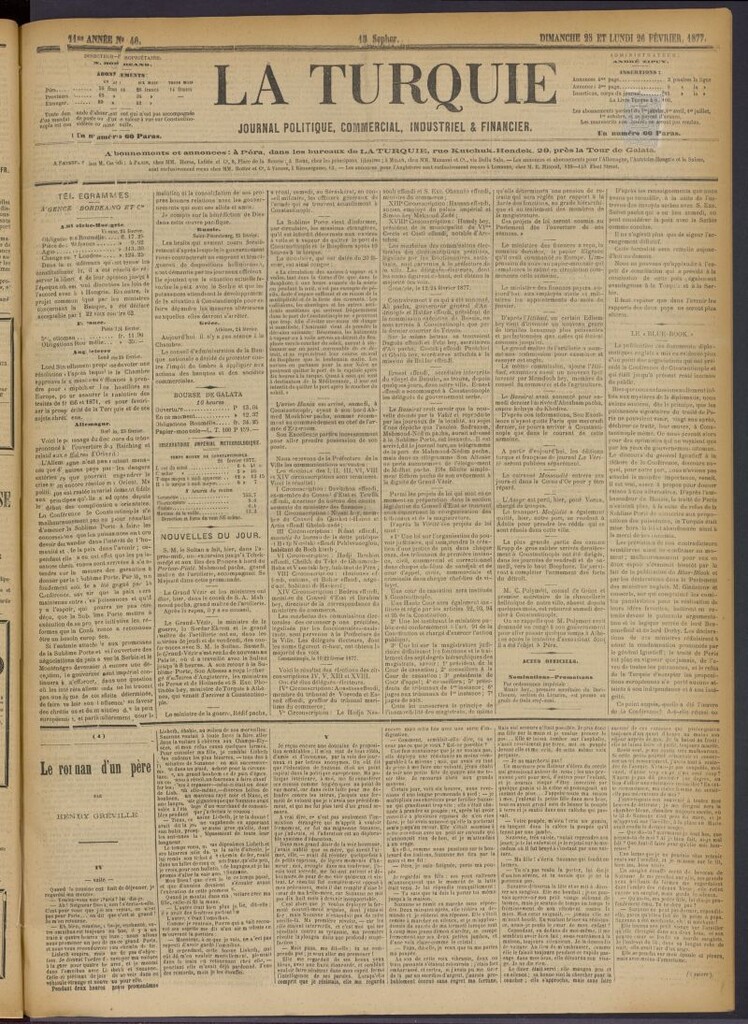 Miniatura de La Turquie del 25 y 26 de febrero de 1877, nº 46