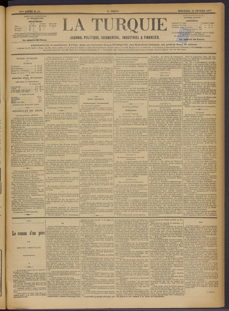 Miniatura de La Turquie del 28 de febrero de 1877, nº 48