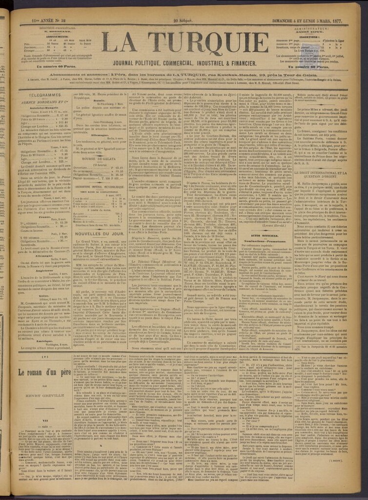 Miniatura de La Turquie del 4 y 5 de marzo de 1877, nº 52
