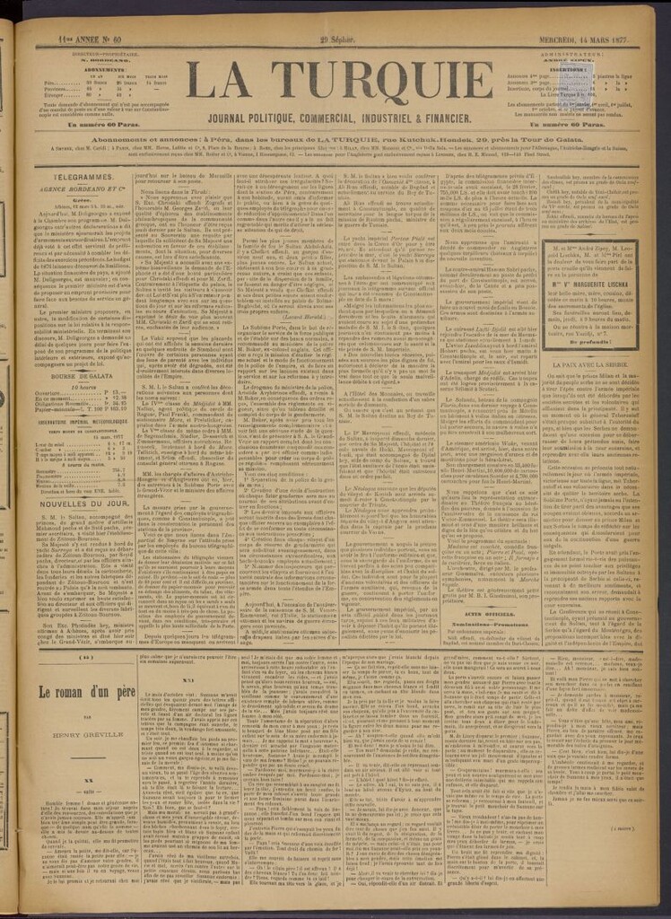 Miniatura de La Turquie del 14 de marzo de 1877, nº 60