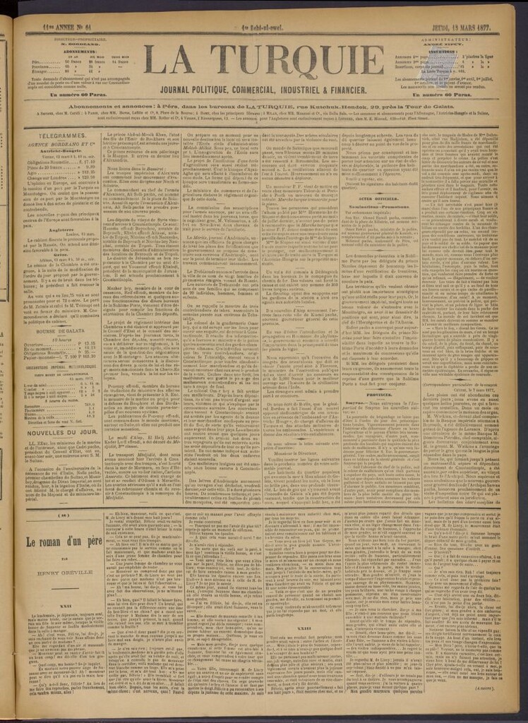 Miniatura de La Turquie del 15 de marzo de 1877, nº 61