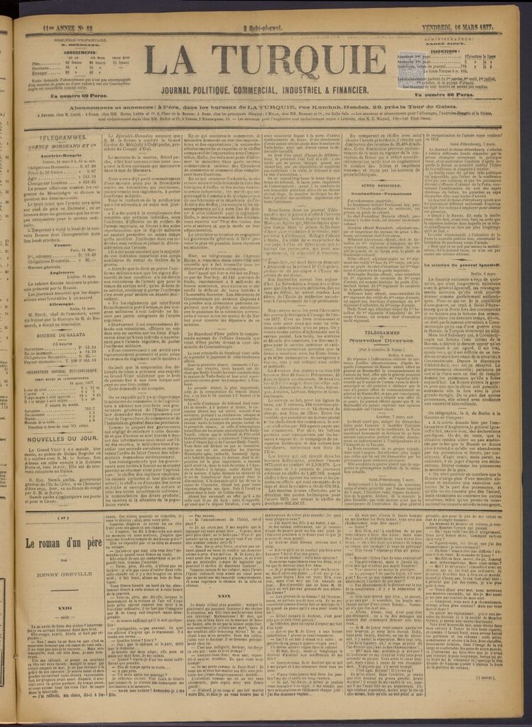 Miniatura de La Turquie del 16 de marzo de 1877, nº 62
