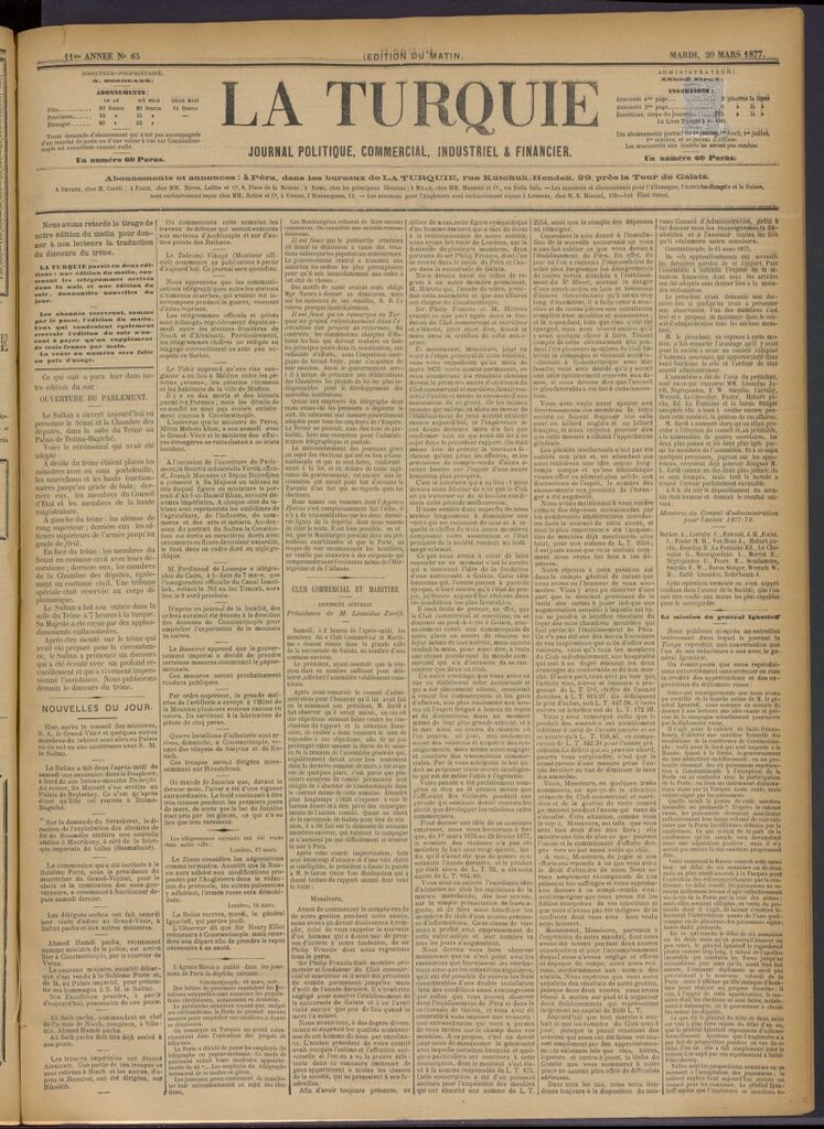 Miniatura de La Turquie del 20 de marzo de 1877, nº 65
