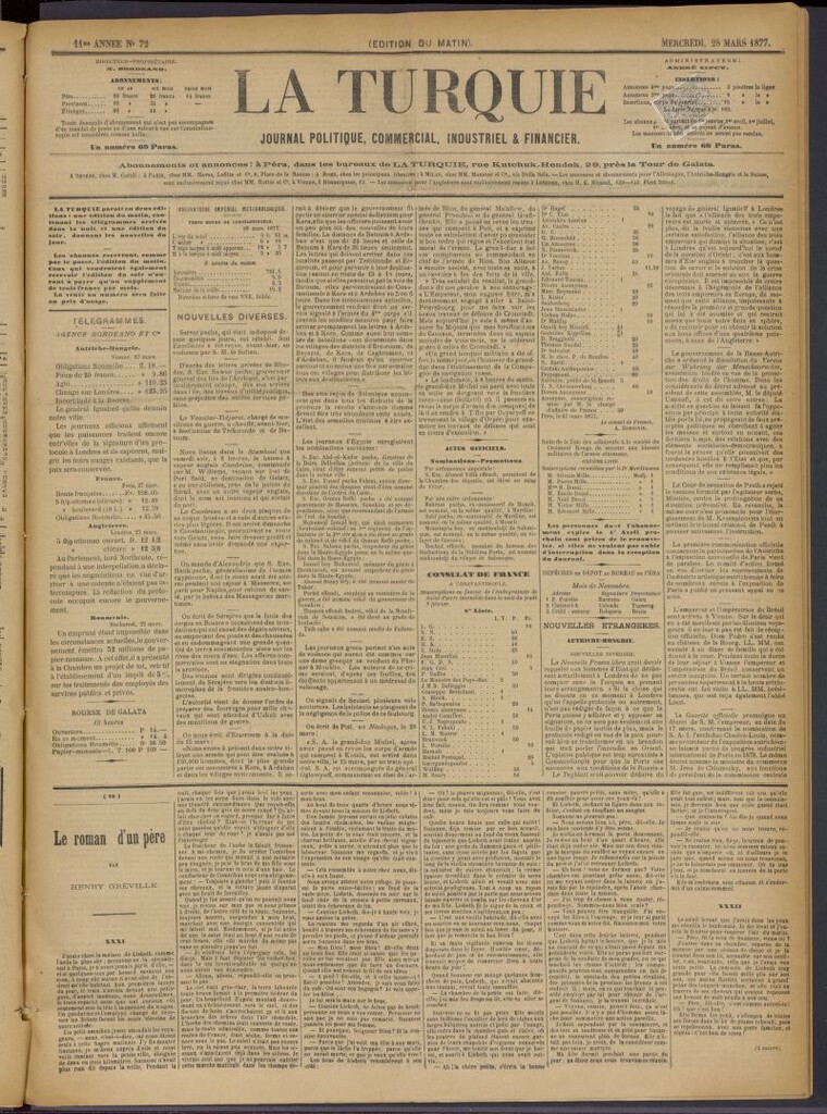 Miniatura de La Turquie del 28 de marzo de 1877, nº 72